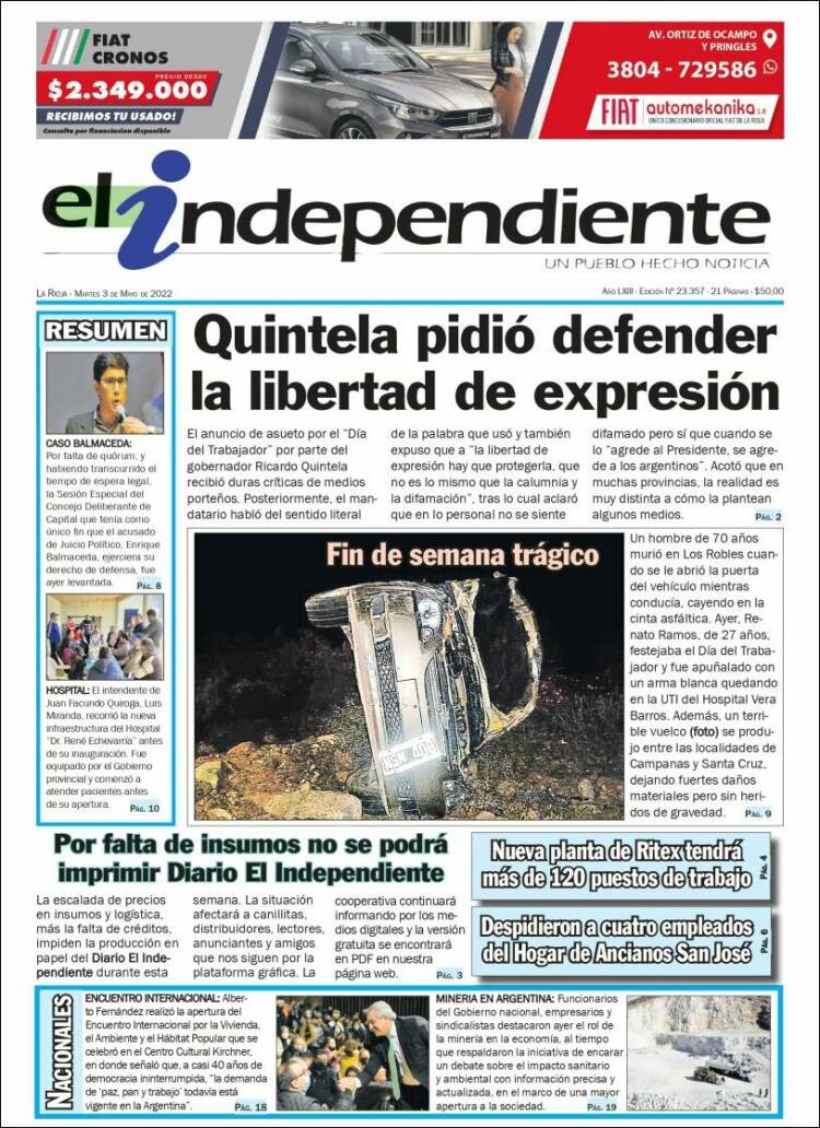 Portada de El Independiente (Argentina)