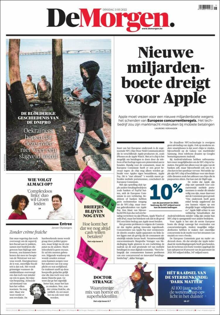 Portada de De Morgen (B&eacute;lgica)
