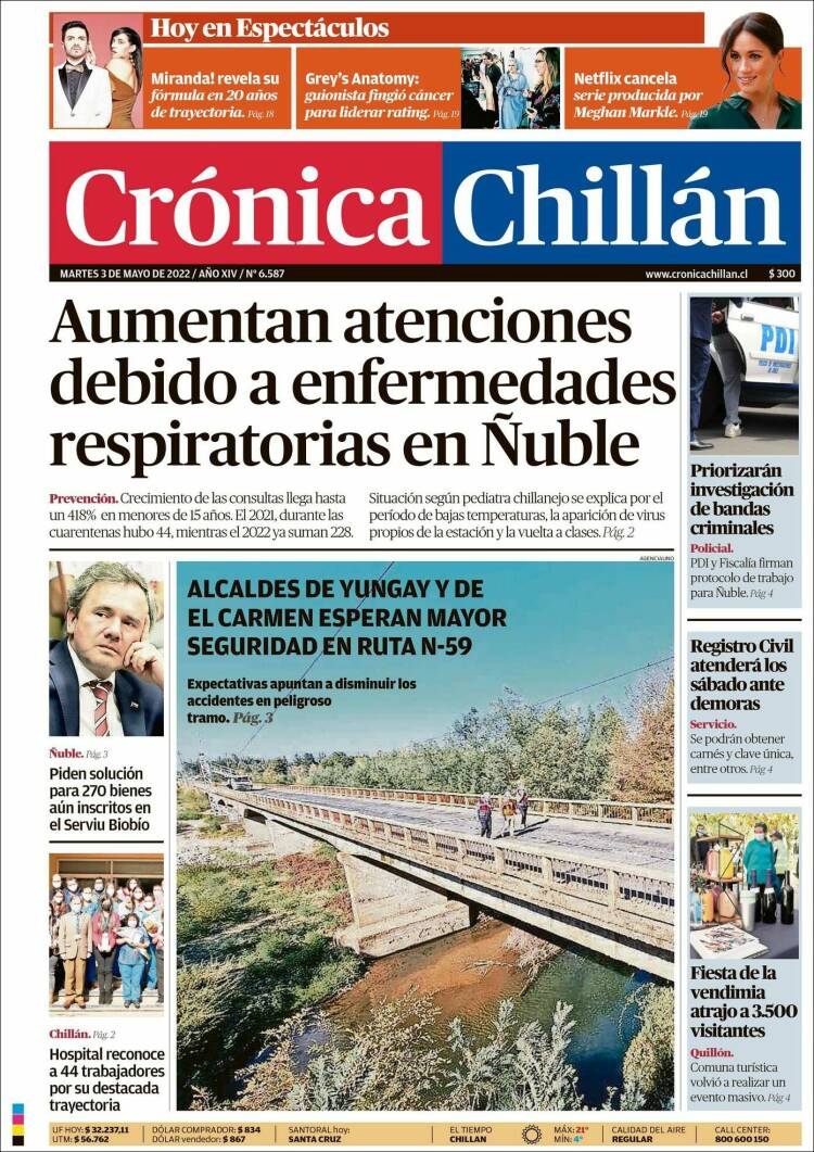 Portada de Crónica Chillán (Chili)