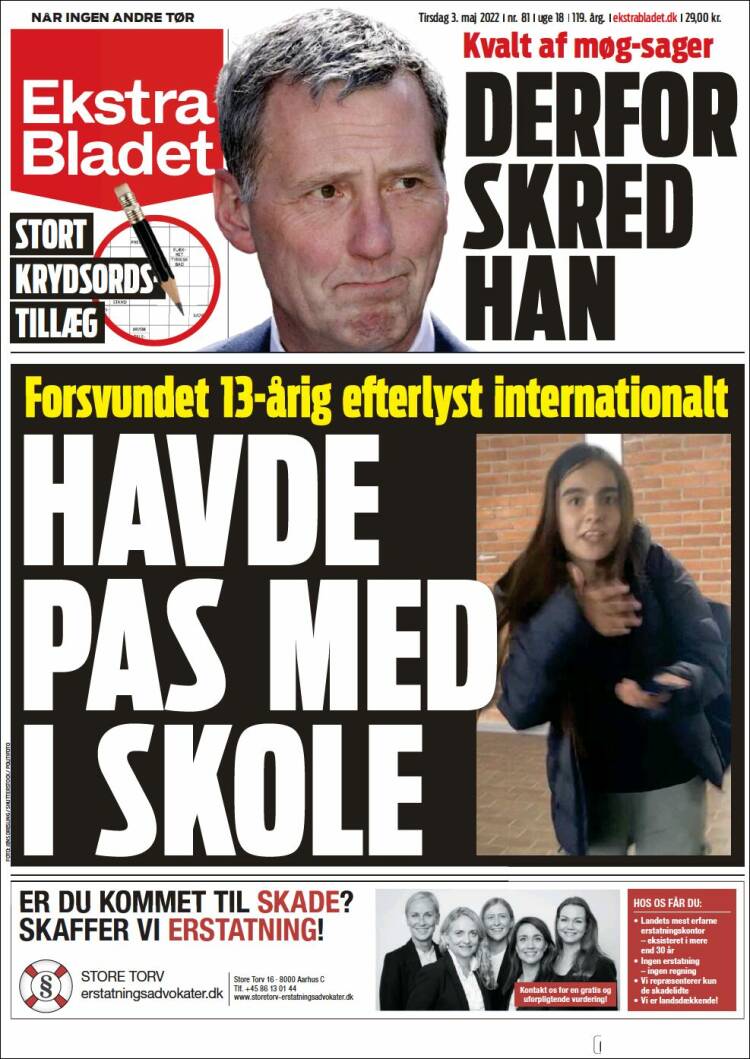 Portada de Ekstra Bladet (Dinamarca)
