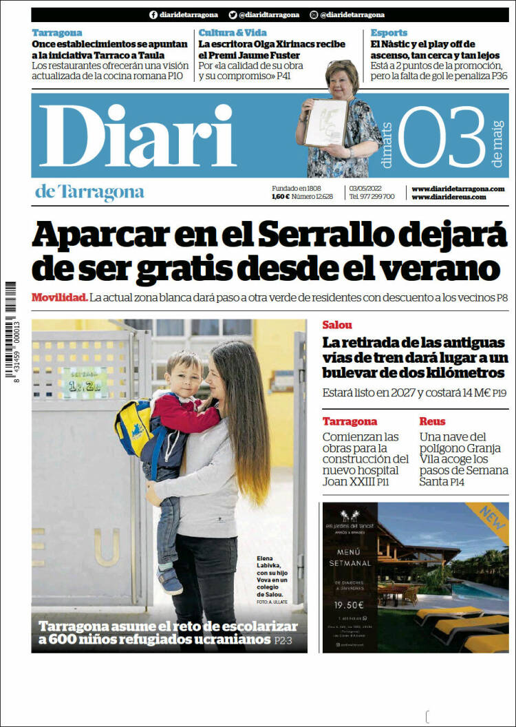 Portada de Diari de Tarragona (España)