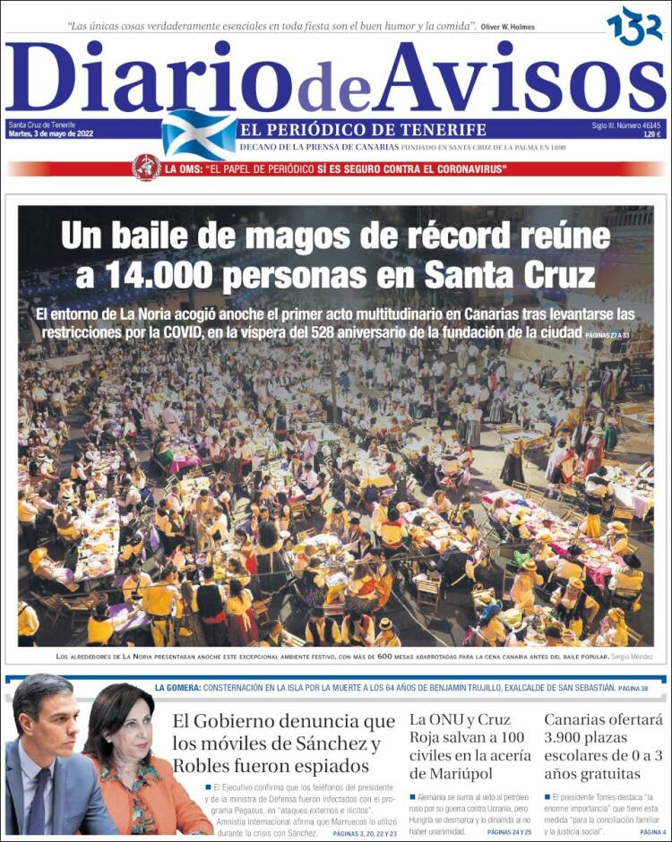 Portada de Diarios de Avisos (España)