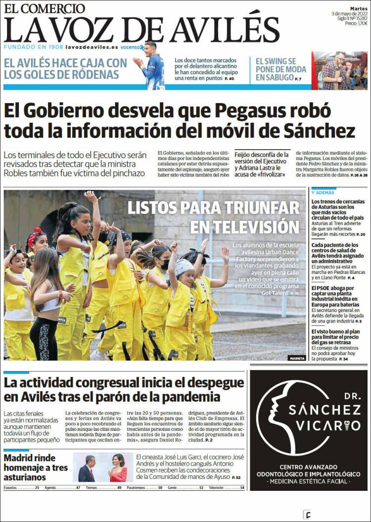 Portada de El Comercio - Avilés (España)