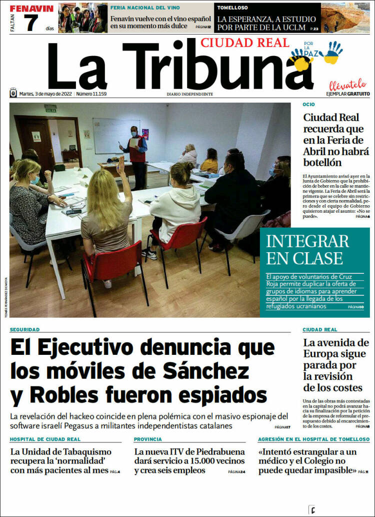 Portada de La Tribuna de Ciudad Real (España)