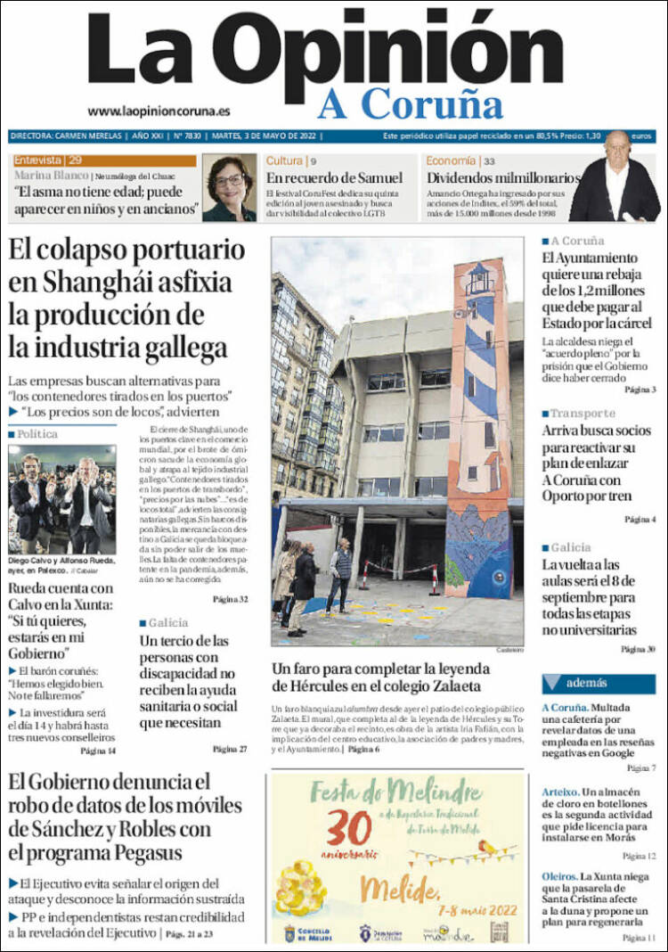 Portada de La Opinión de A Coruña (España)