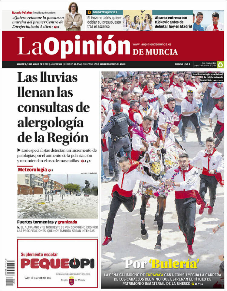 Portada de La Opinión de Murcia (España)