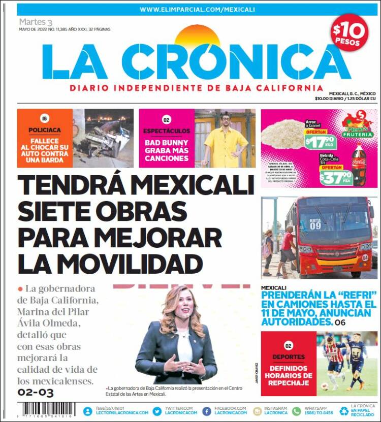 Portada de La Crónica de Baja California (México)