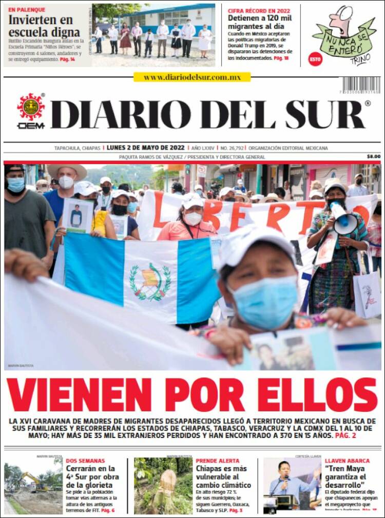 Portada de El Diario del Sur (México)