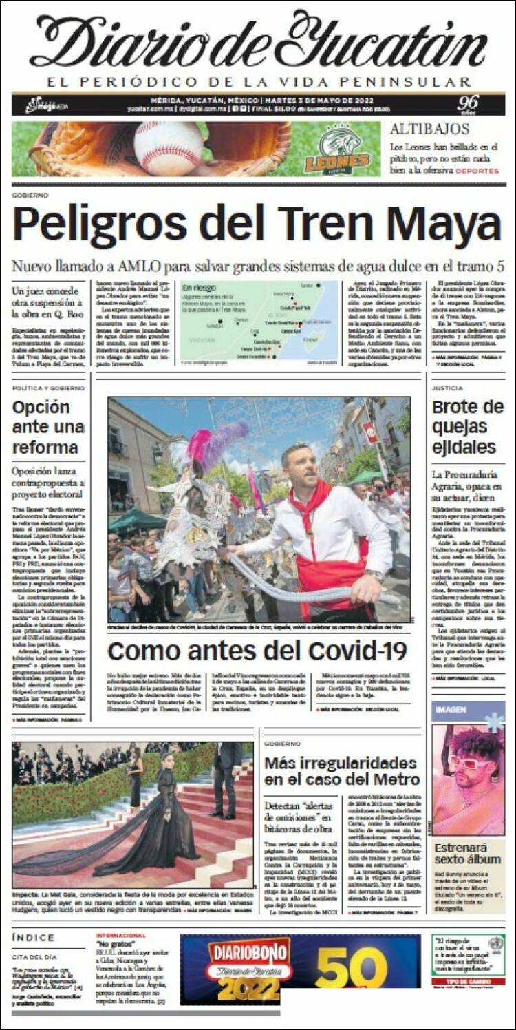 Portada de Diario de Yucatán (Mexique)