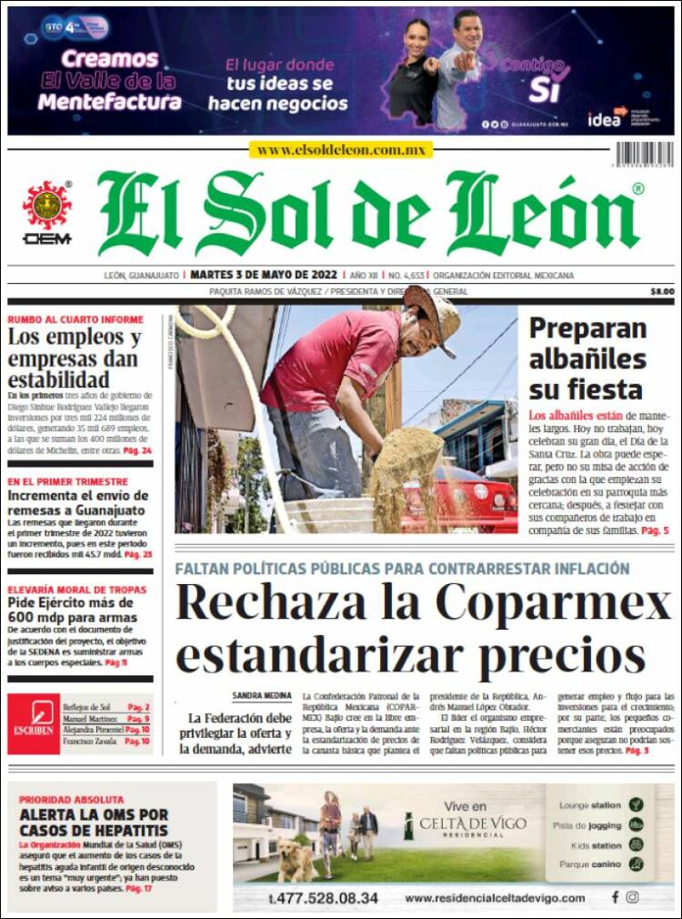 Portada de El Sol de León (México)