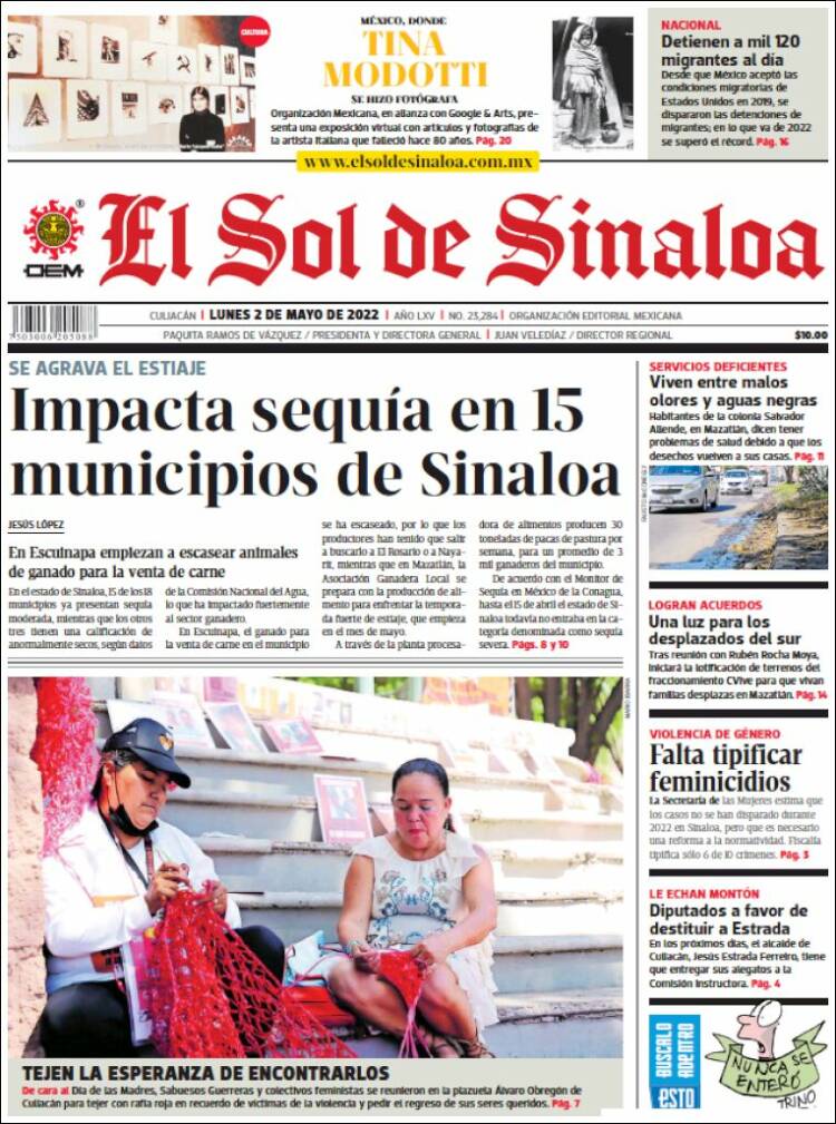 Portada de El Sol de Sinaloa (México)