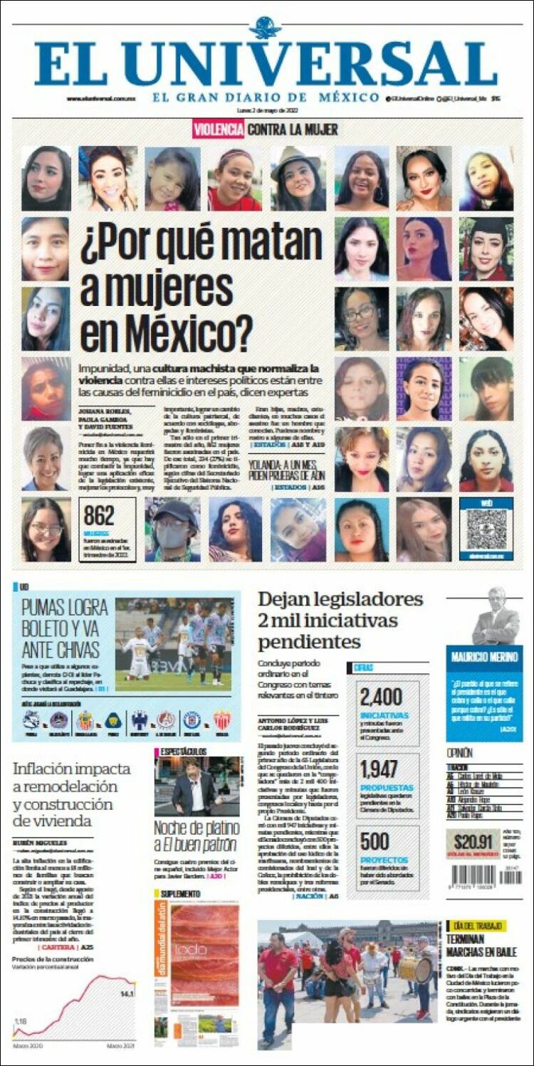 Portada de El Universal (México)