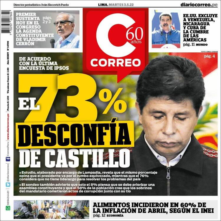 Portada de Diario Correo (Pérou)