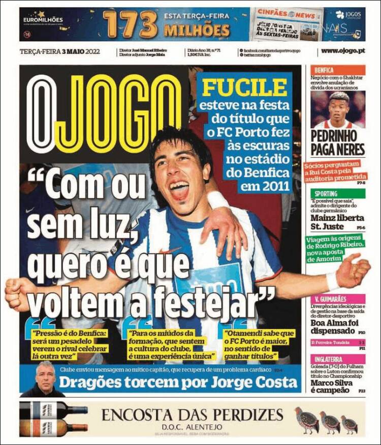 Portada de O Jogo (Portugal)