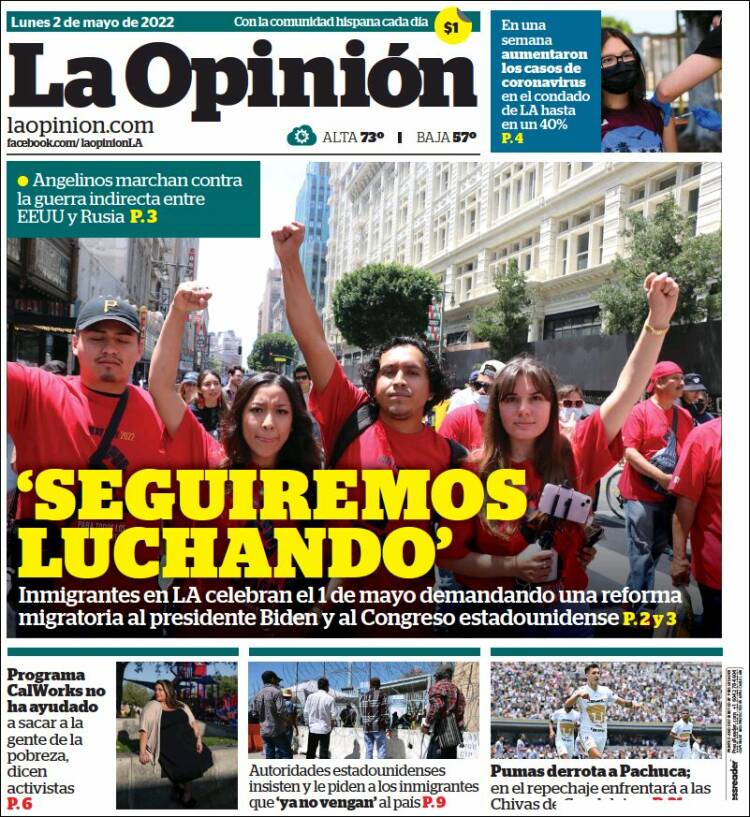 Portada de La Opinión (États-Unis)