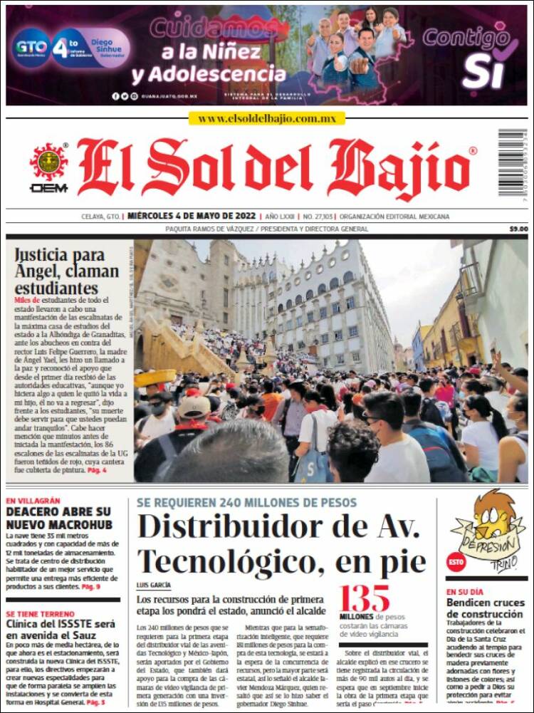 Portada de El Sol del Bajio (México)