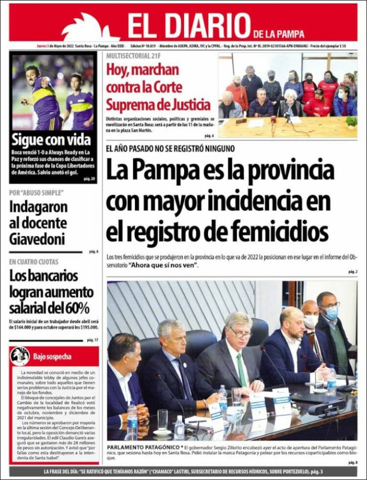 Portada de Diario de La Pampa (Argentina)