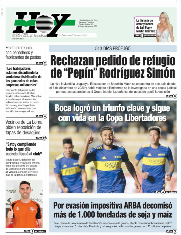 Portada de Diario Hoy (Argentina)