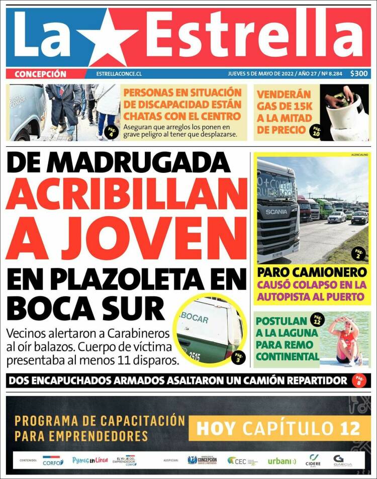 Portada de La Estrella de Concepción (Chile)