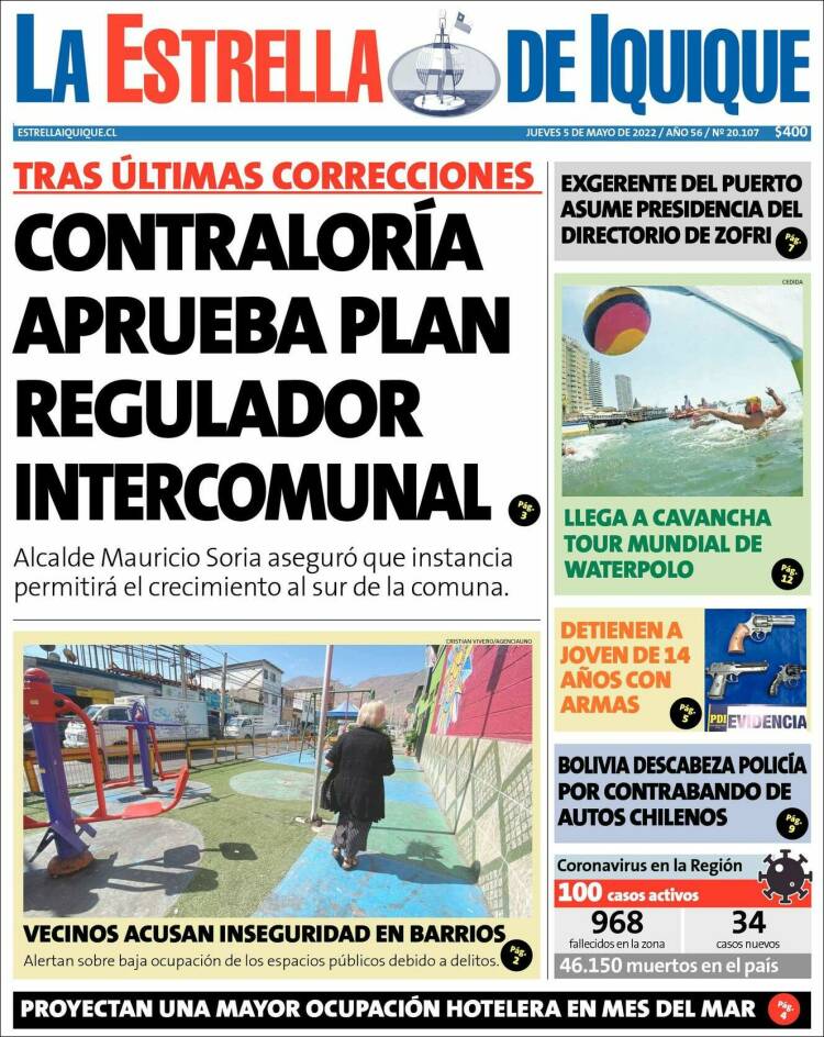 Portada de La Estrella de Iquique (Chile)