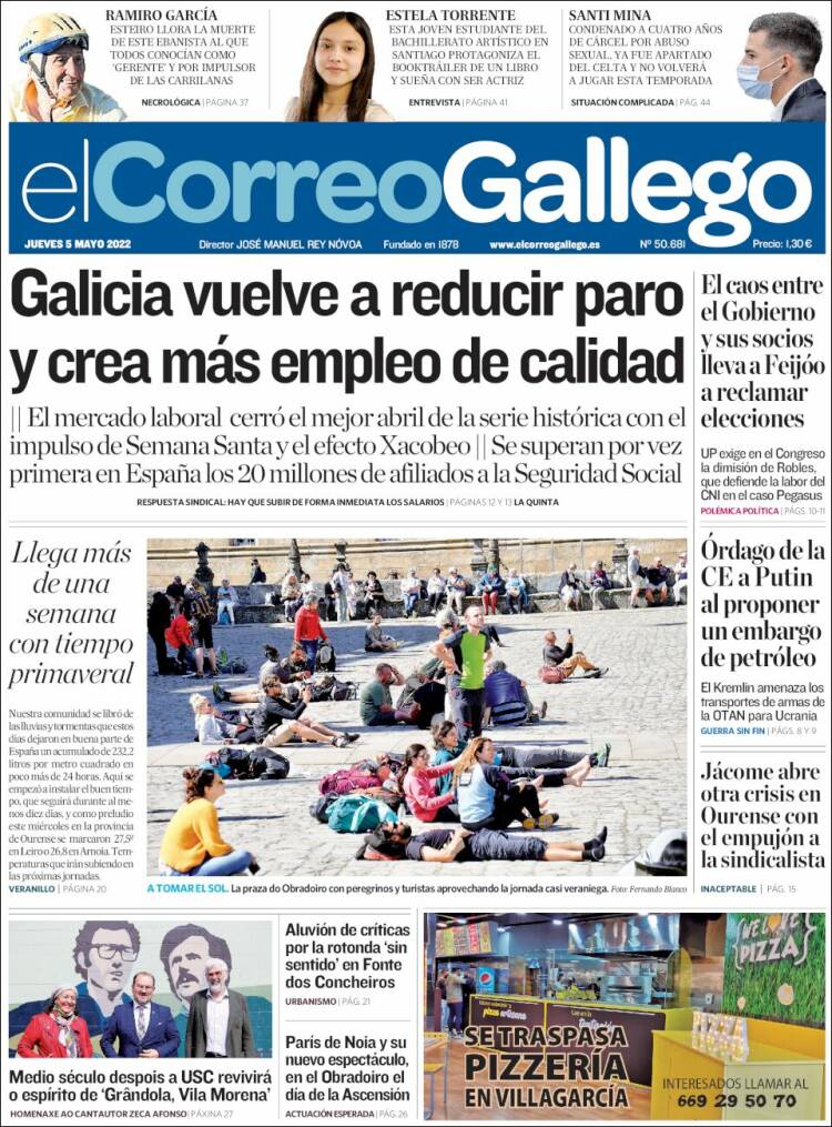 Portada de El Correo Gallego (España)