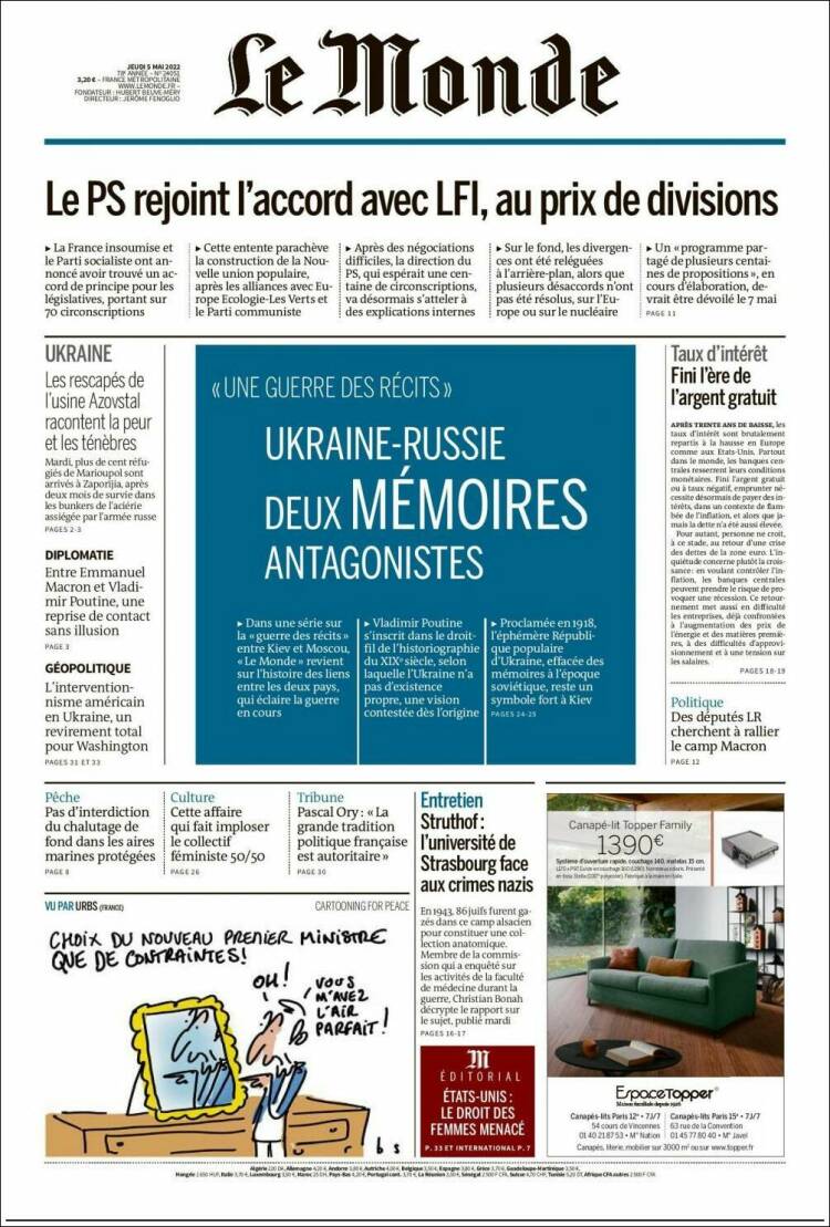 Portada de Le Monde (Francia)