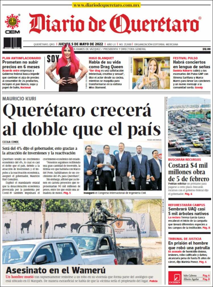 Portada de Diario de Querétaro (México)