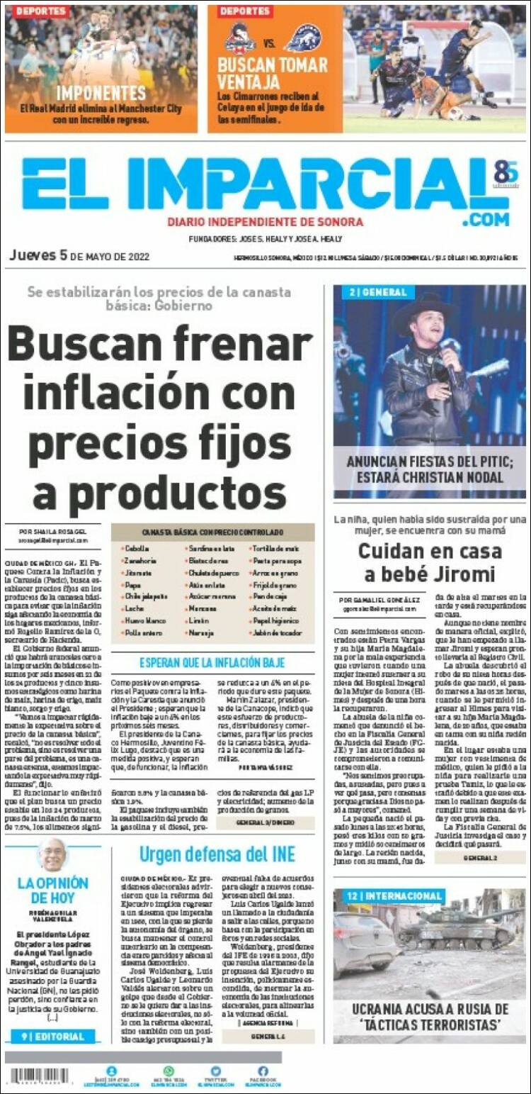 Portada de El Imparcial (México)