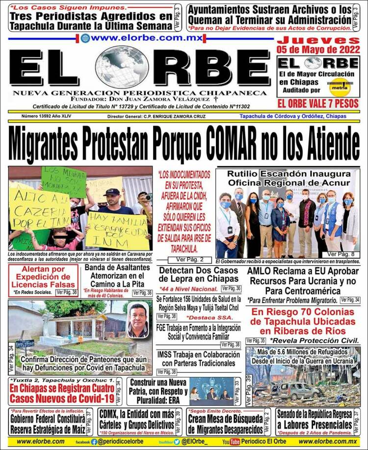 Portada de El Orbe (México)