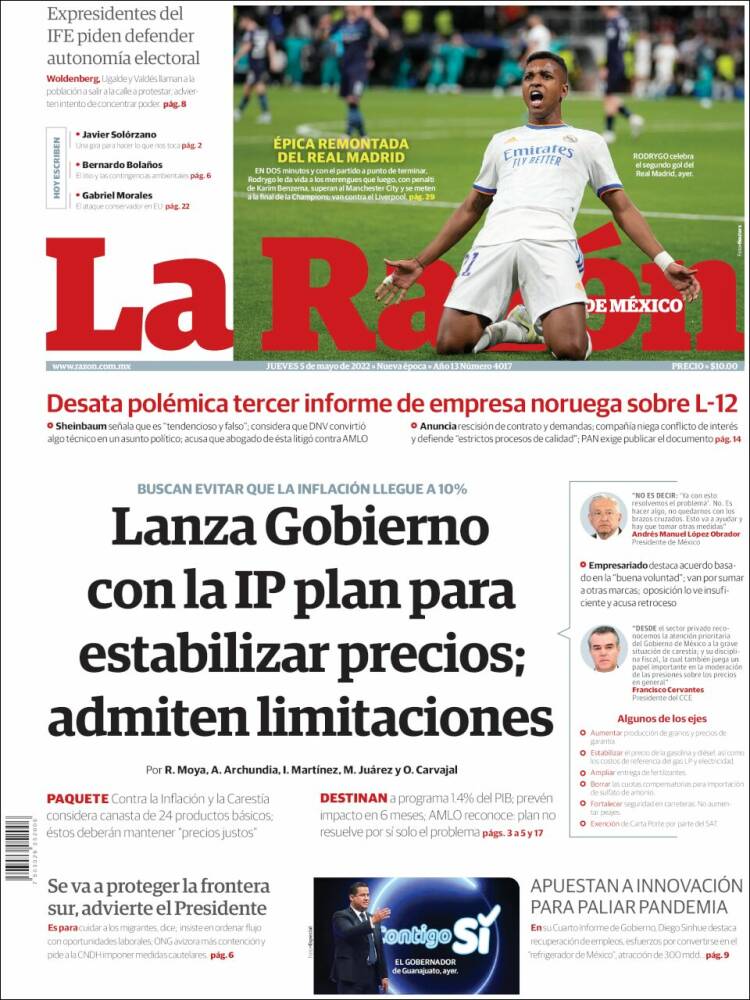 Portada de La Razón (México)