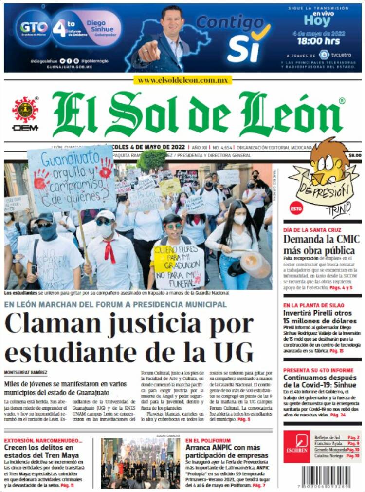 Portada de El Sol de León (México)