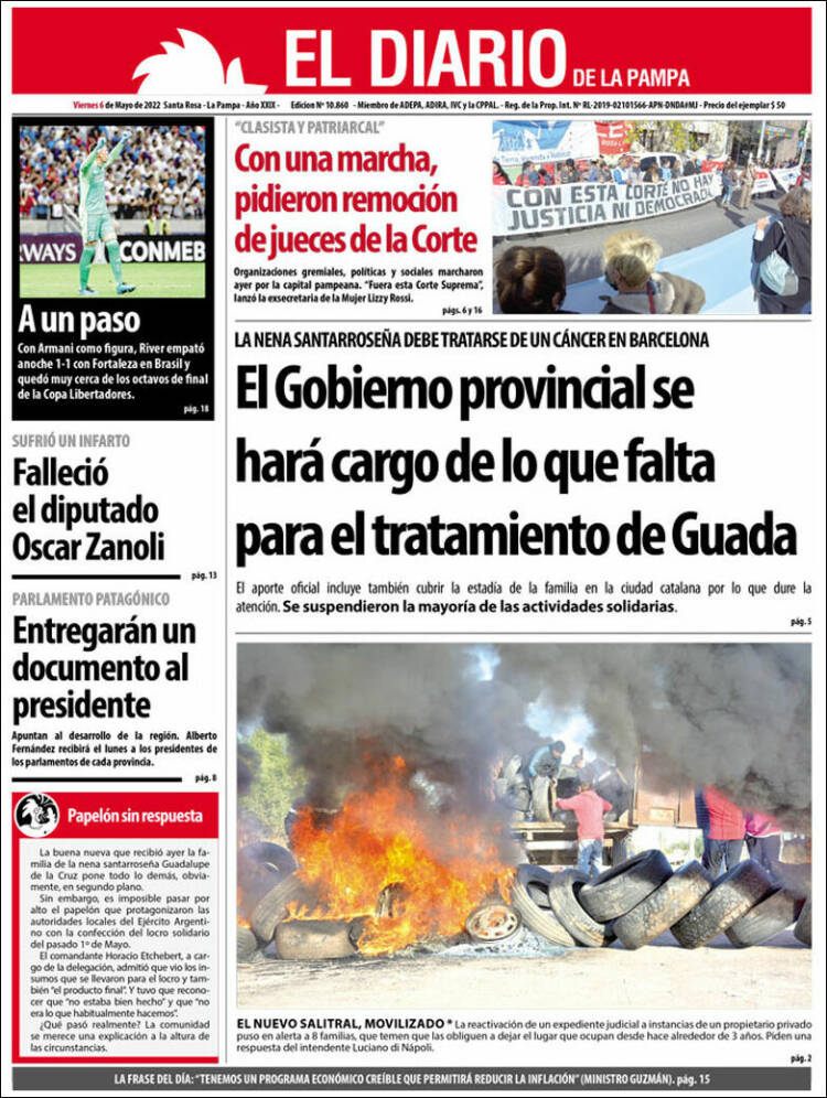 Portada de Diario de La Pampa (Argentina)