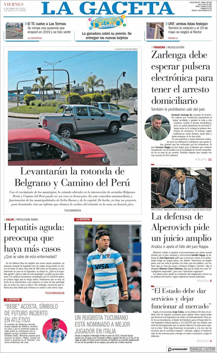 Portada de La Gaceta (Argentina)