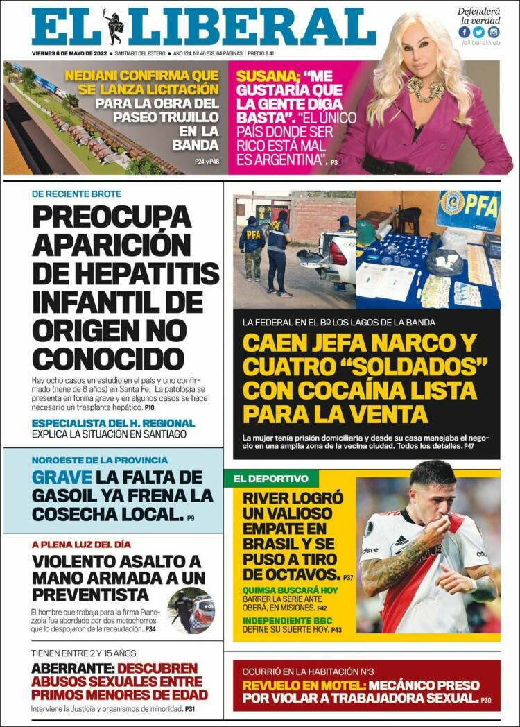 Portada de Diario El Liberal (Argentina)