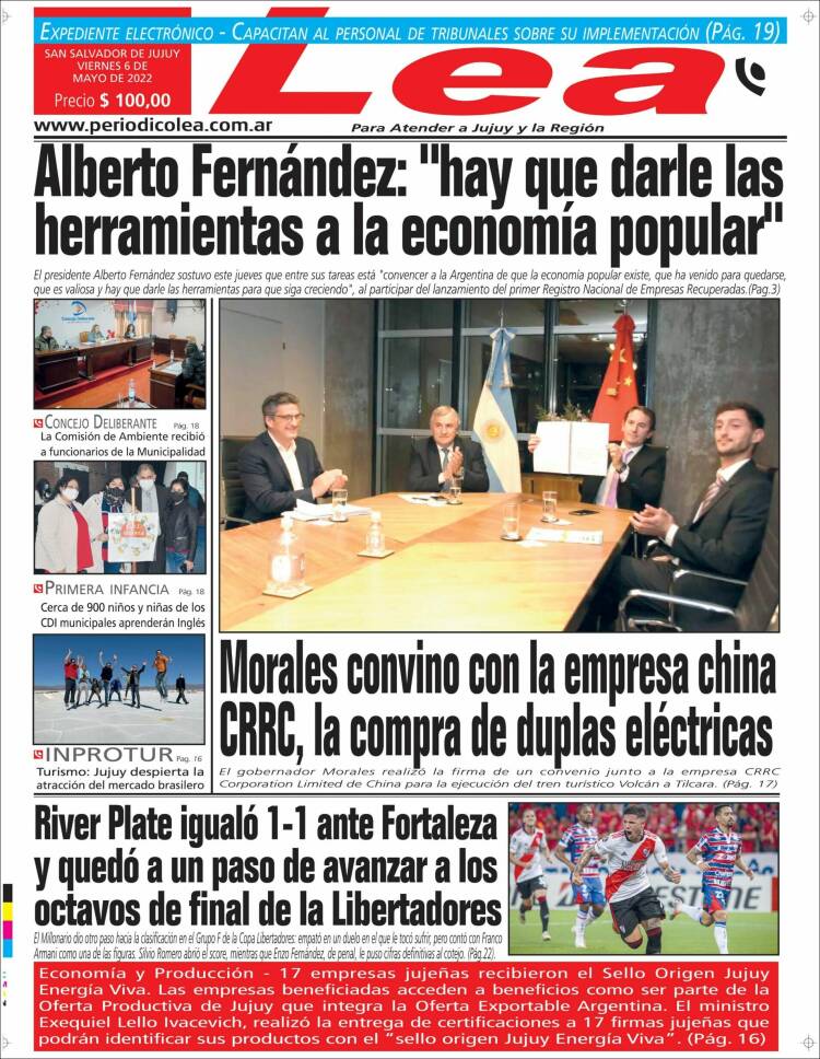 Portada de Periódico Lea (Argentina)