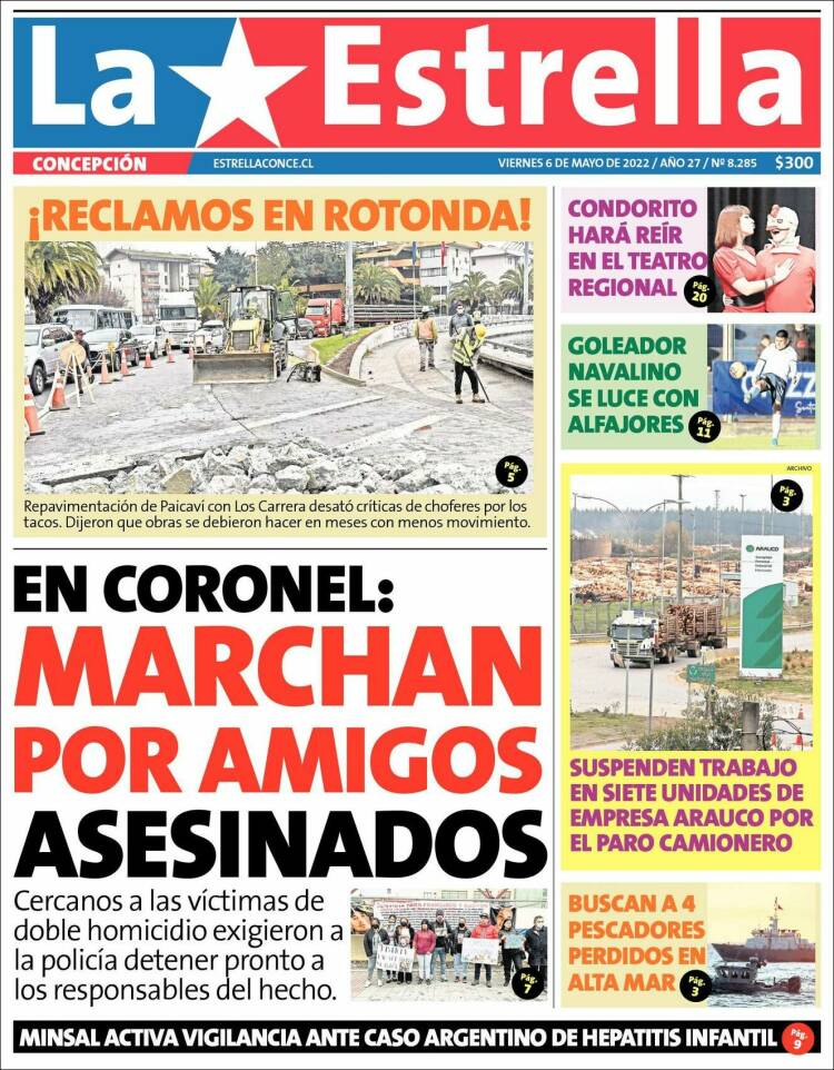 Portada de La Estrella de Concepción (Chile)