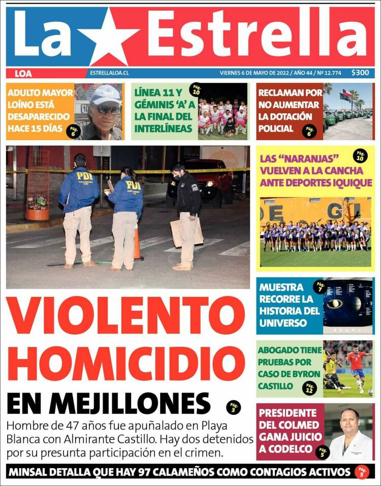 Portada de La Estrella de Loa (Chile)