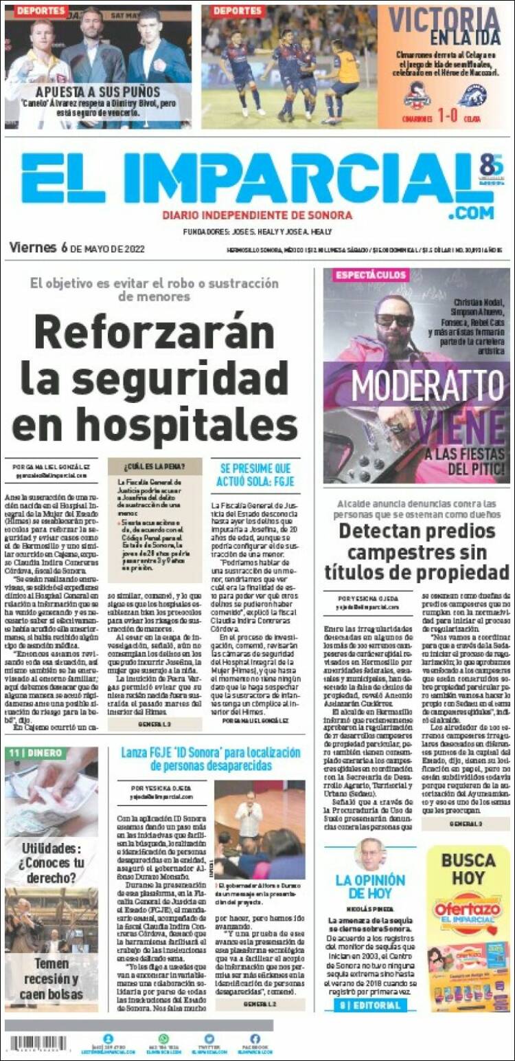 Portada de El Imparcial (México)