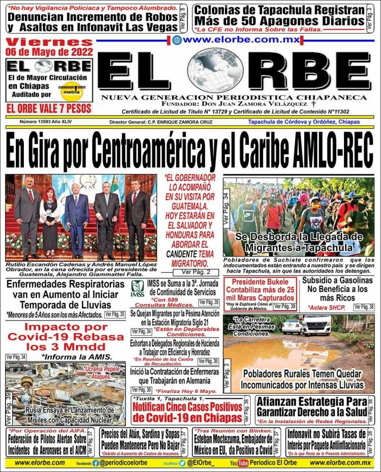 Portada de El Orbe (México)