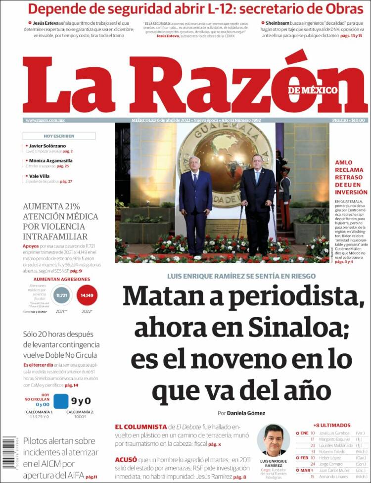 Portada de La Razón (México)