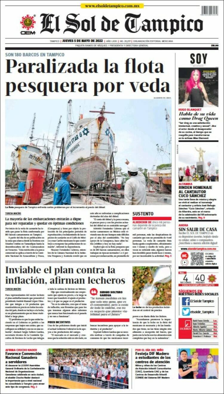 Portada de El Sol de Tampico (México)