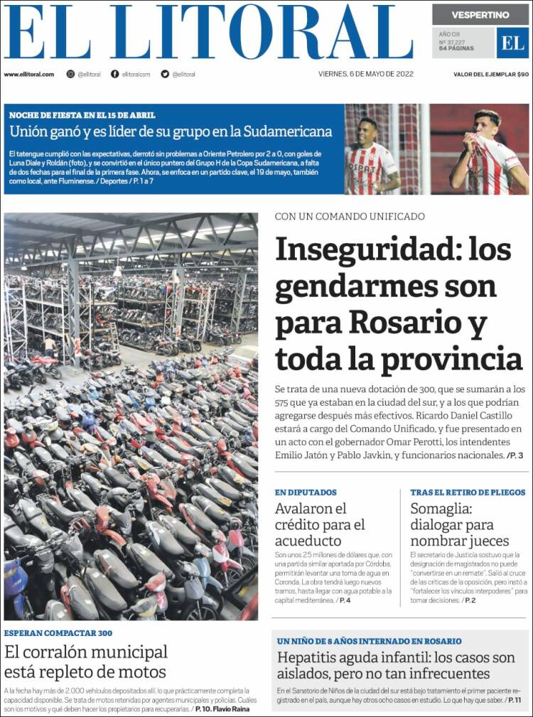 Portada de Diario El Litoral (Argentina)