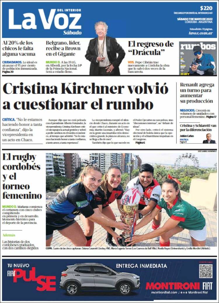 Portada de La Voz del Interior (Argentina)