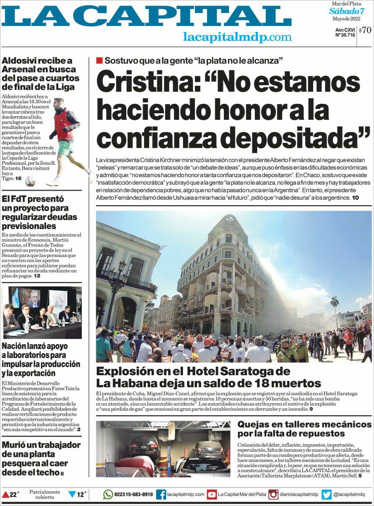 Portada de Diario La Capital - Mar del Plata (Argentina)