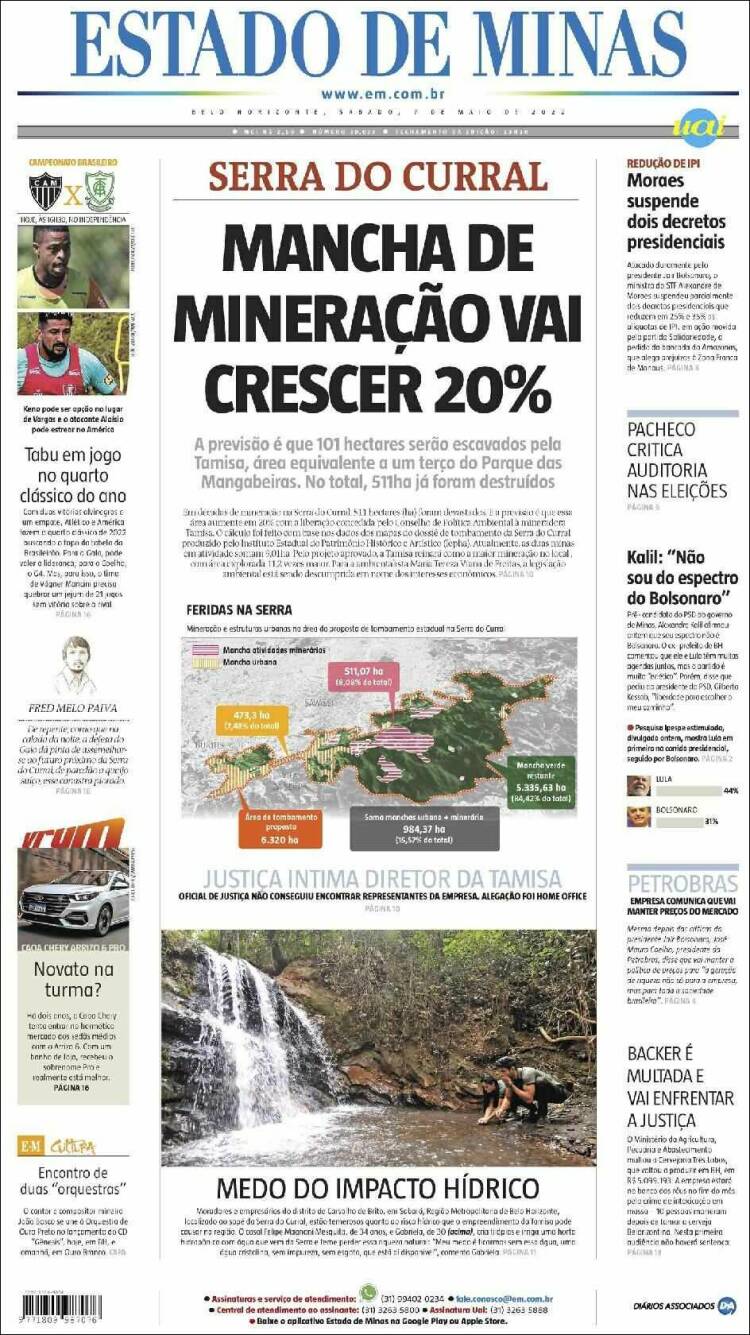 Portada de Jornal Estado de Minas (Brasil)