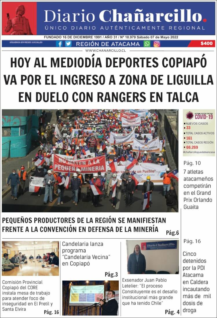 Portada de Diario Chañarcillo (Chile)