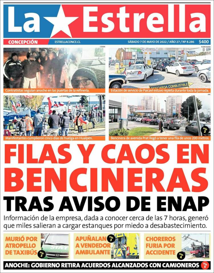 Portada de La Estrella de Concepción (Chile)