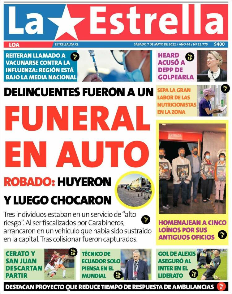 Portada de La Estrella de Loa (Chile)