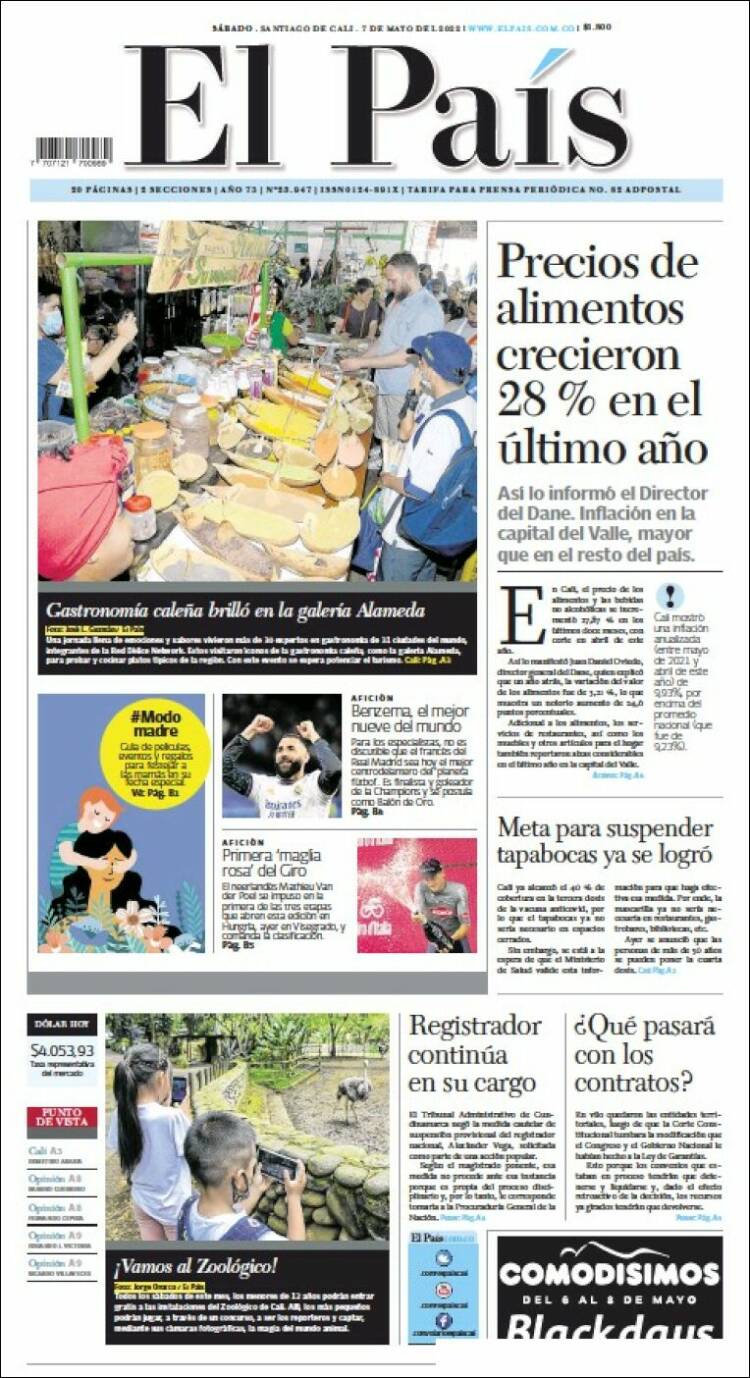 Portada de El País - Cali (Colombia)