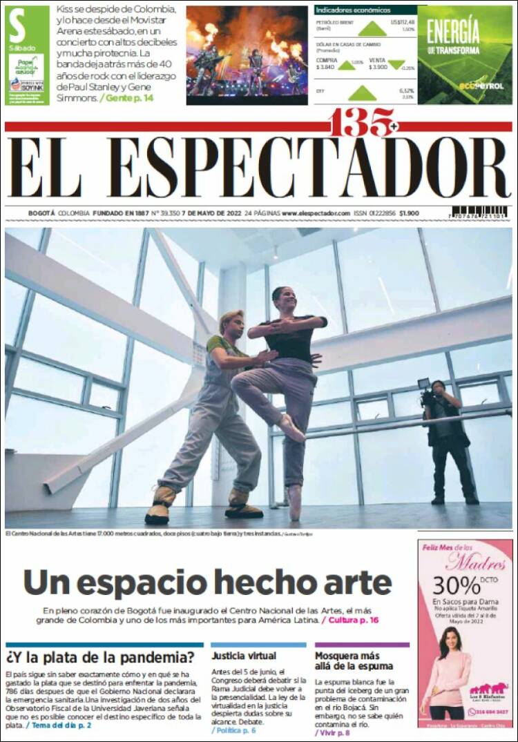 Portada de El Espectador (Colombia)